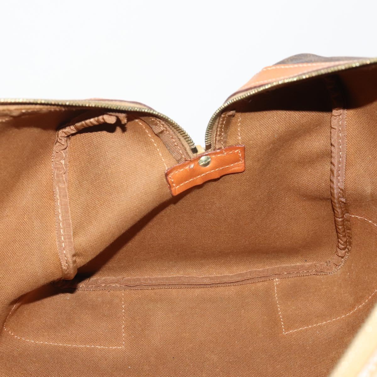 CELINE Macadam Canvas Boston Bag PVC Leather Brown Gold Auth 183196A