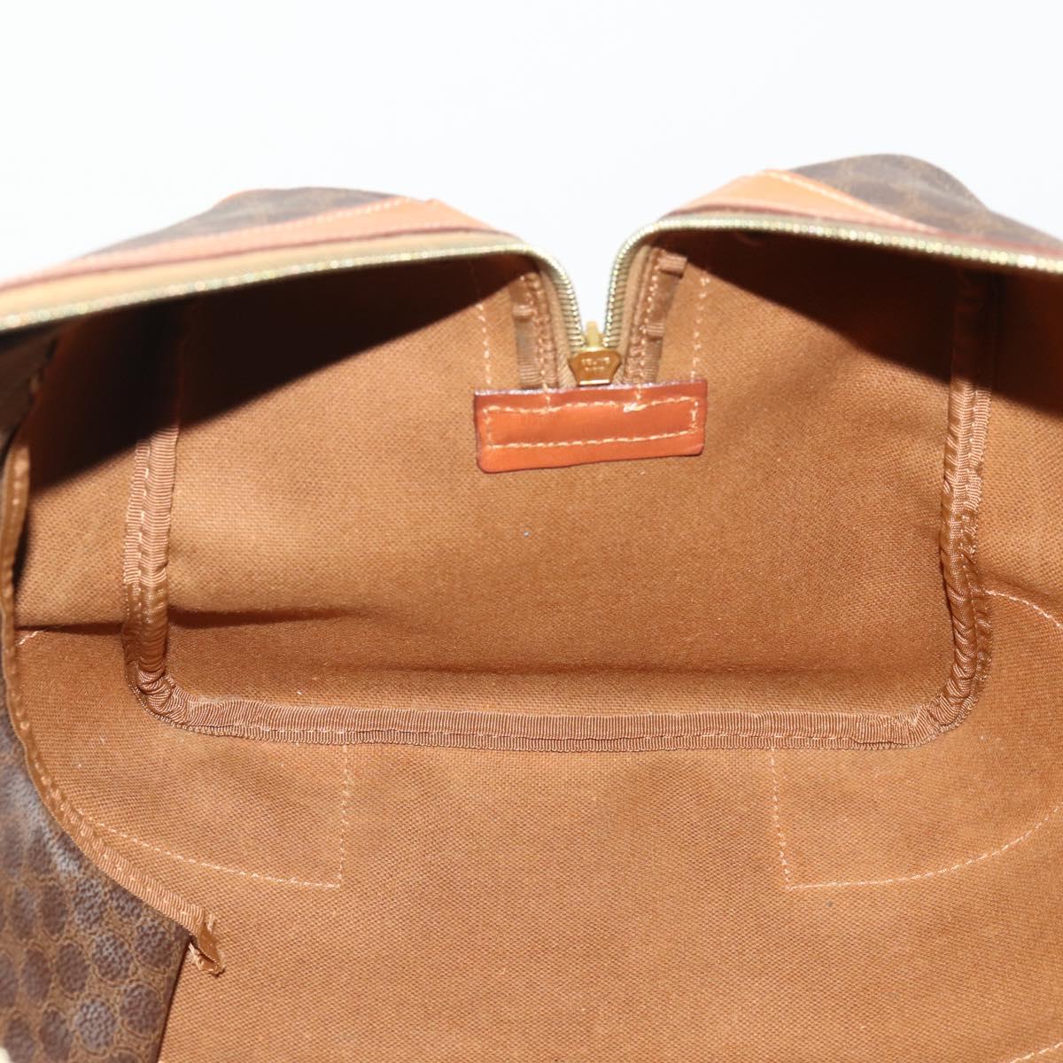 CELINE Macadam Canvas Boston Bag PVC Leather Brown Gold Auth 183196A