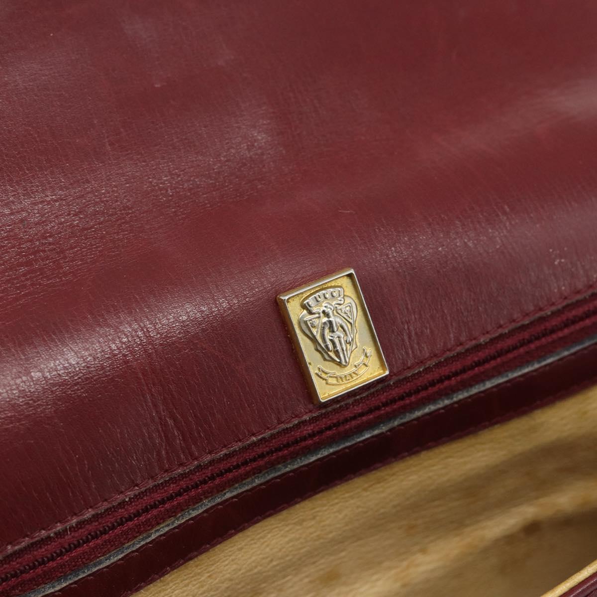 GUCCI Shoulder Bag Leather Bordeaux Gold Auth 183197