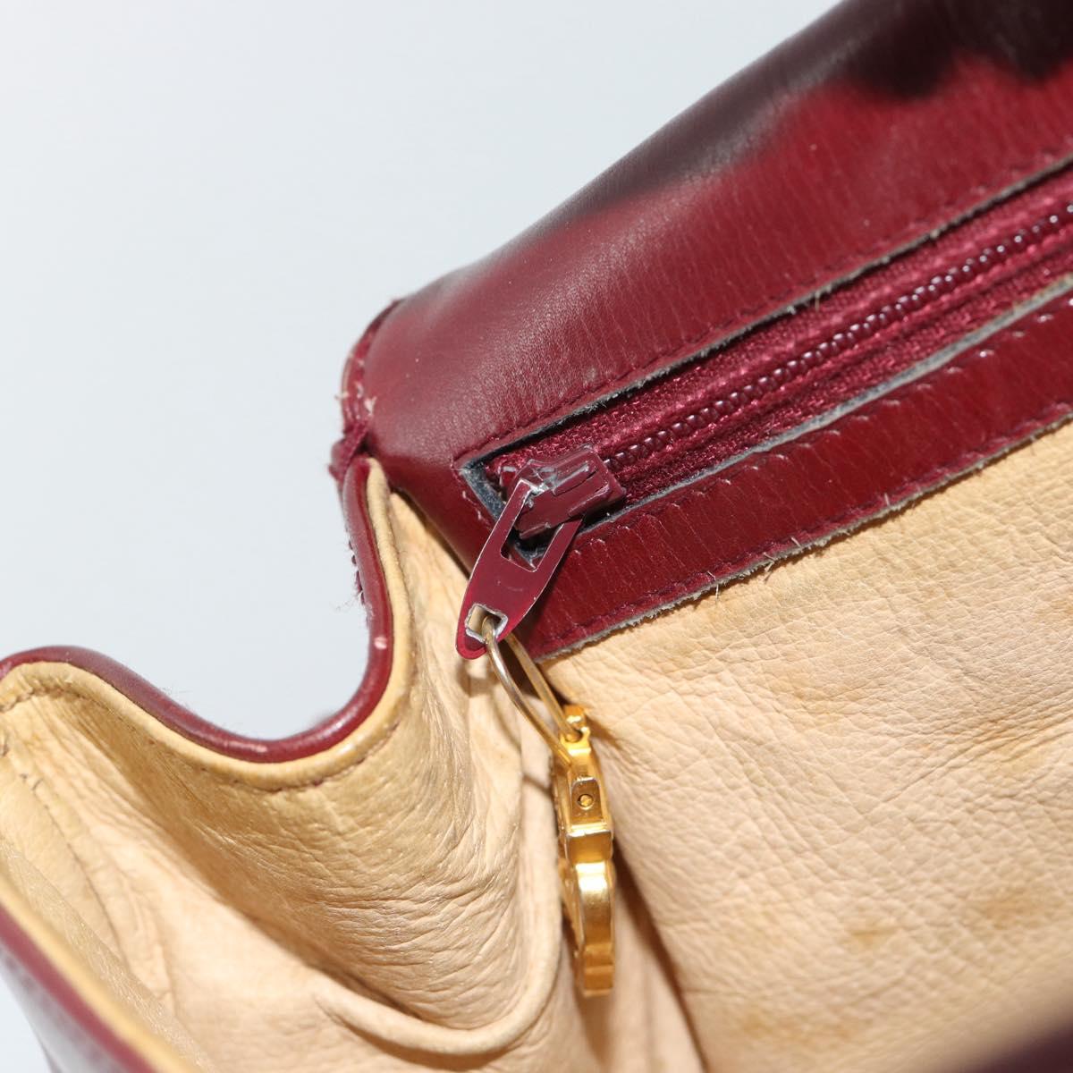GUCCI Shoulder Bag Leather Bordeaux Gold Auth 183197