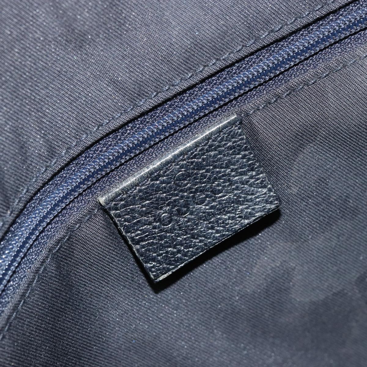 GUCCI GG Canvas Sherry Line Hand Bag Navy Silver 145810 Auth 183200