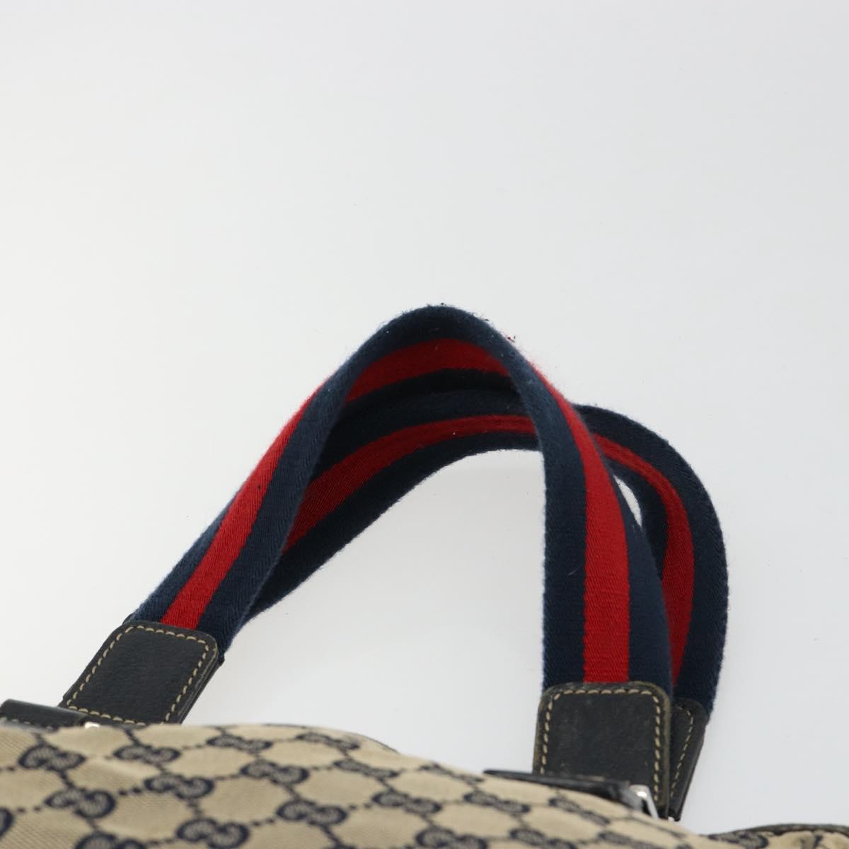GUCCI GG Canvas Sherry Line Hand Bag Navy Silver 145810 Auth 183200