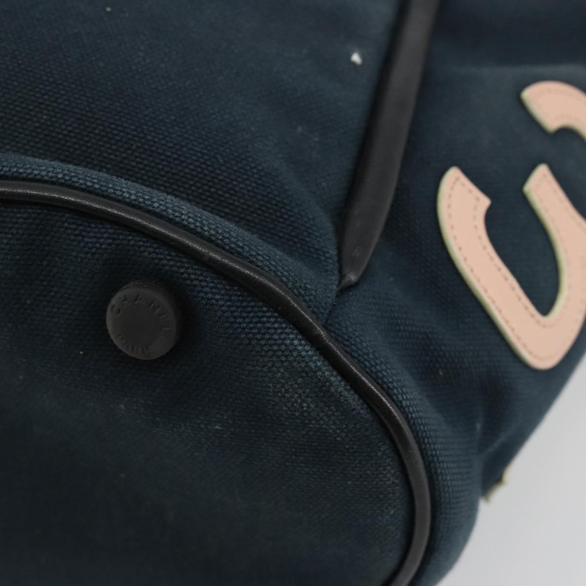 CHANEL Choco Bar Hand Bag Canvas Navy Silver CC Auth 183201