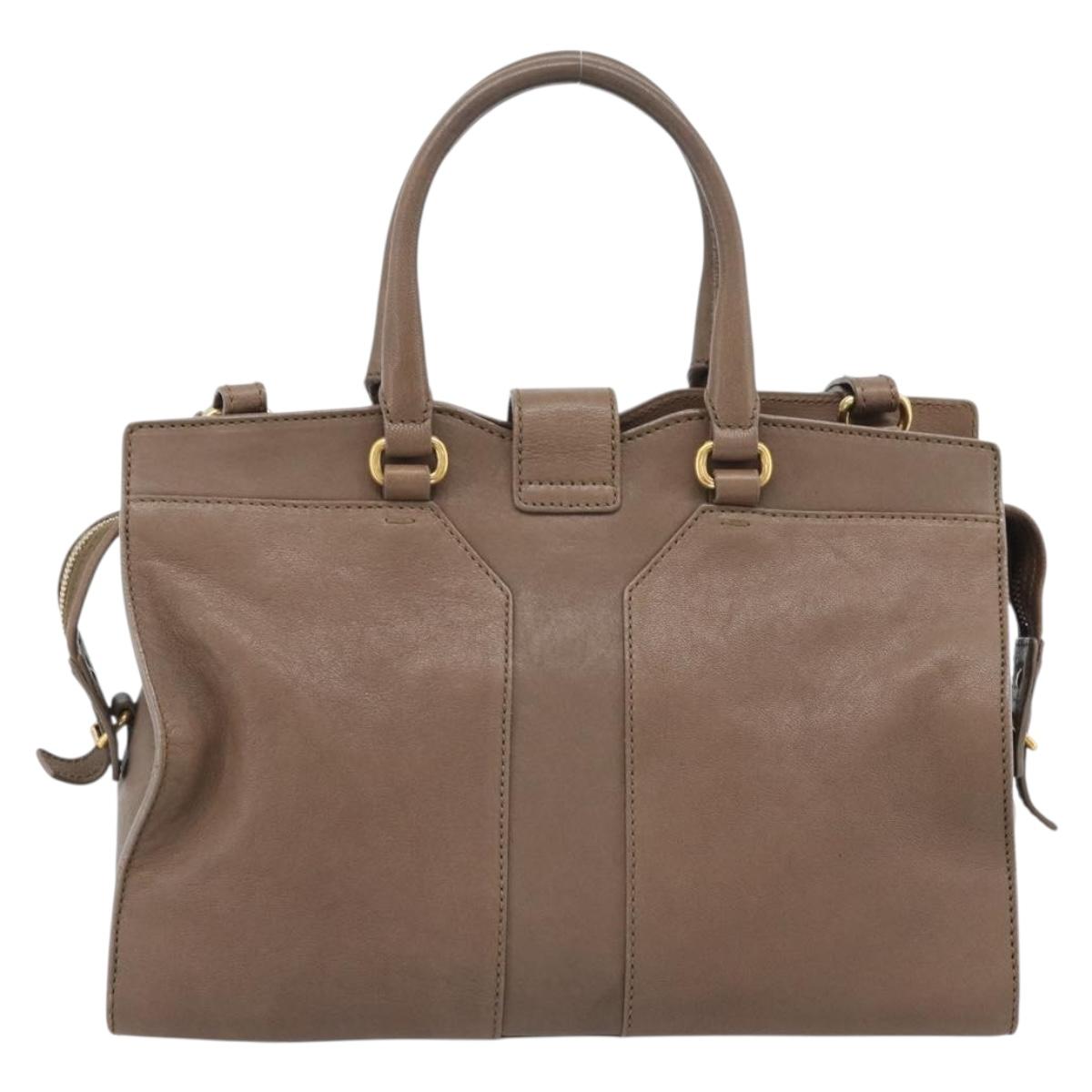 SAINT LAURENT Cavas chic Hand Bag Leather 2way Brown Gold 297957 Auth 183202A