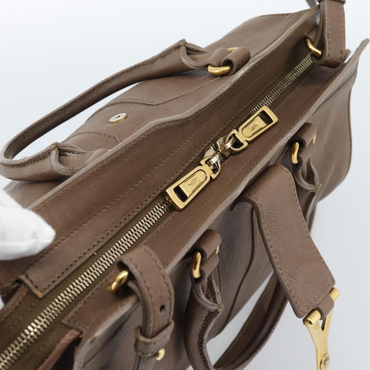 SAINT LAURENT Cavas chic Hand Bag Leather 2way Brown Gold 297957 Auth 183202A