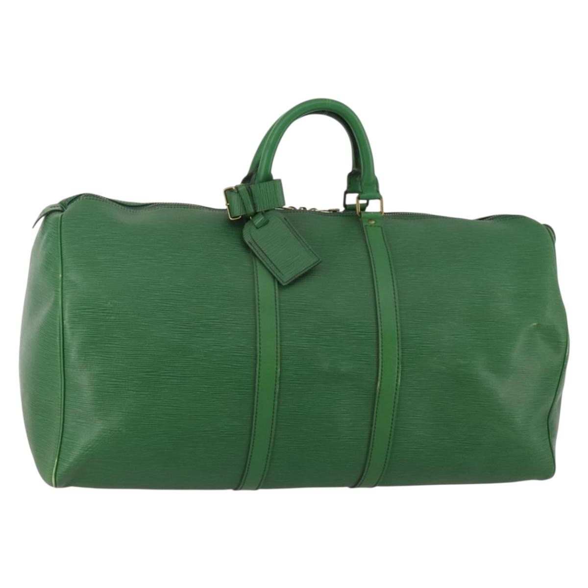 LOUIS VUITTON Epi Keepall 55 Boston Bag Green M42954 LV Auth 183211A