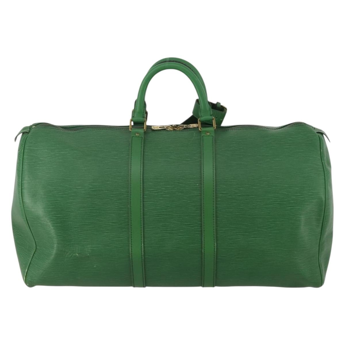 LOUIS VUITTON Epi Keepall 55 Boston Bag Green M42954 LV Auth 183211A