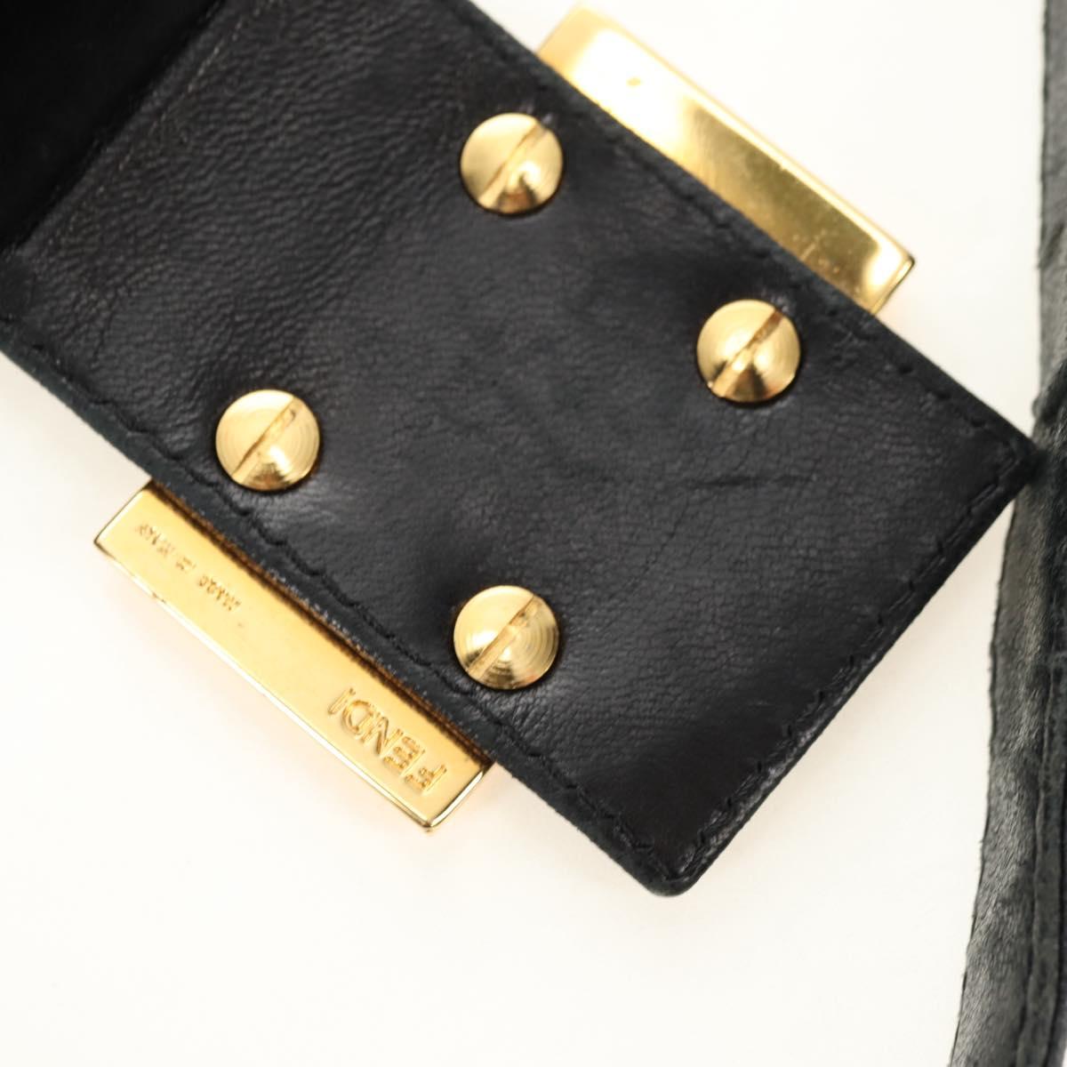 FENDI Mamma Baguette Shoulder Bag Suede Black Gold Auth 183213SAM