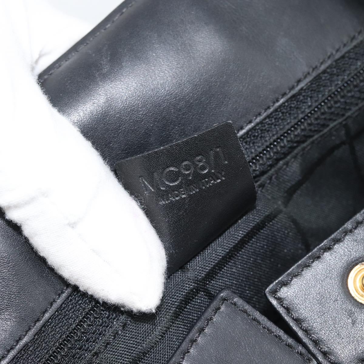 CELINE Hand Bag Leather Black Gold Auth 183214