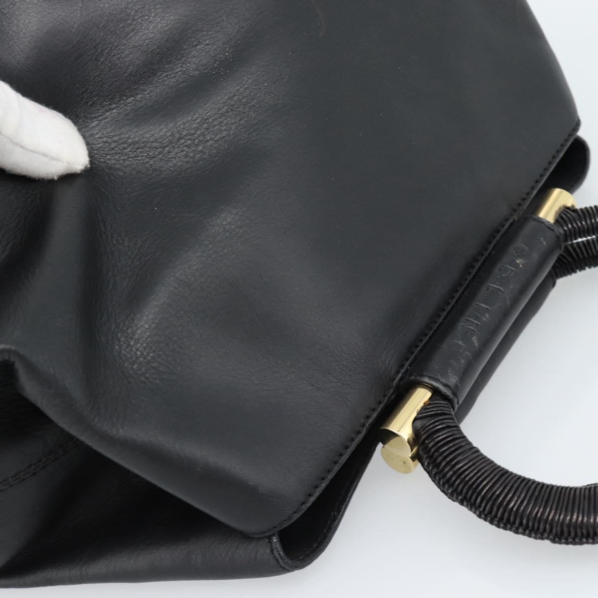 CELINE Hand Bag Leather Black Gold Auth 183214