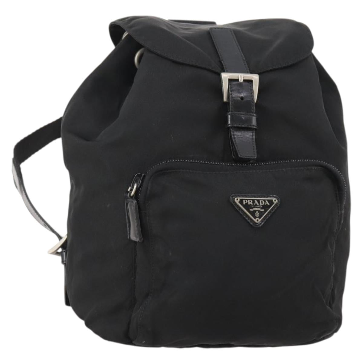 PRADA Backpack Nylon Black Silver Auth 183221