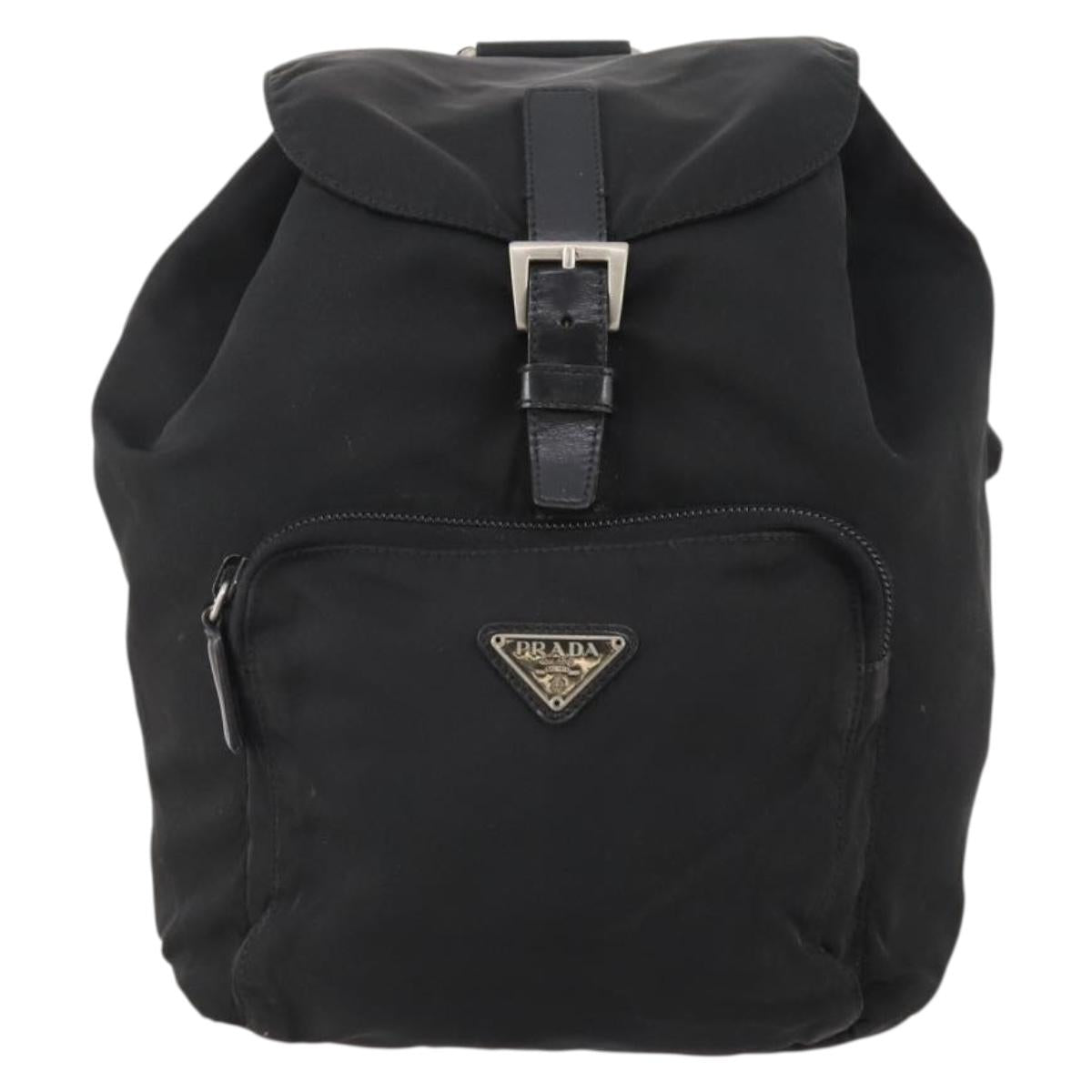 PRADA Backpack Nylon Black Silver Auth 183221