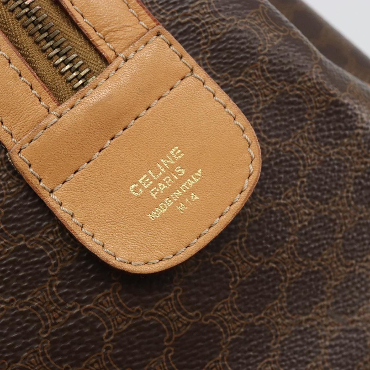 CELINE Macadam Canvas Hand Bag PVC Leather Brown Gold Auth 183222A