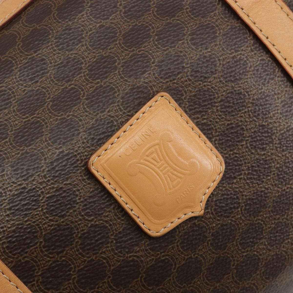 CELINE Macadam Canvas Hand Bag PVC Leather Brown Gold Auth 183222A