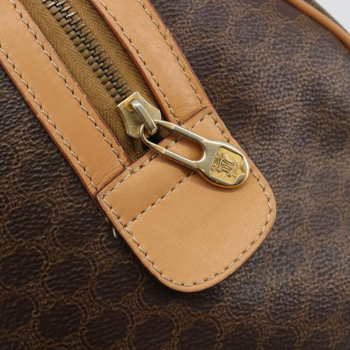 CELINE Macadam Canvas Hand Bag PVC Leather Brown Gold Auth 183222A