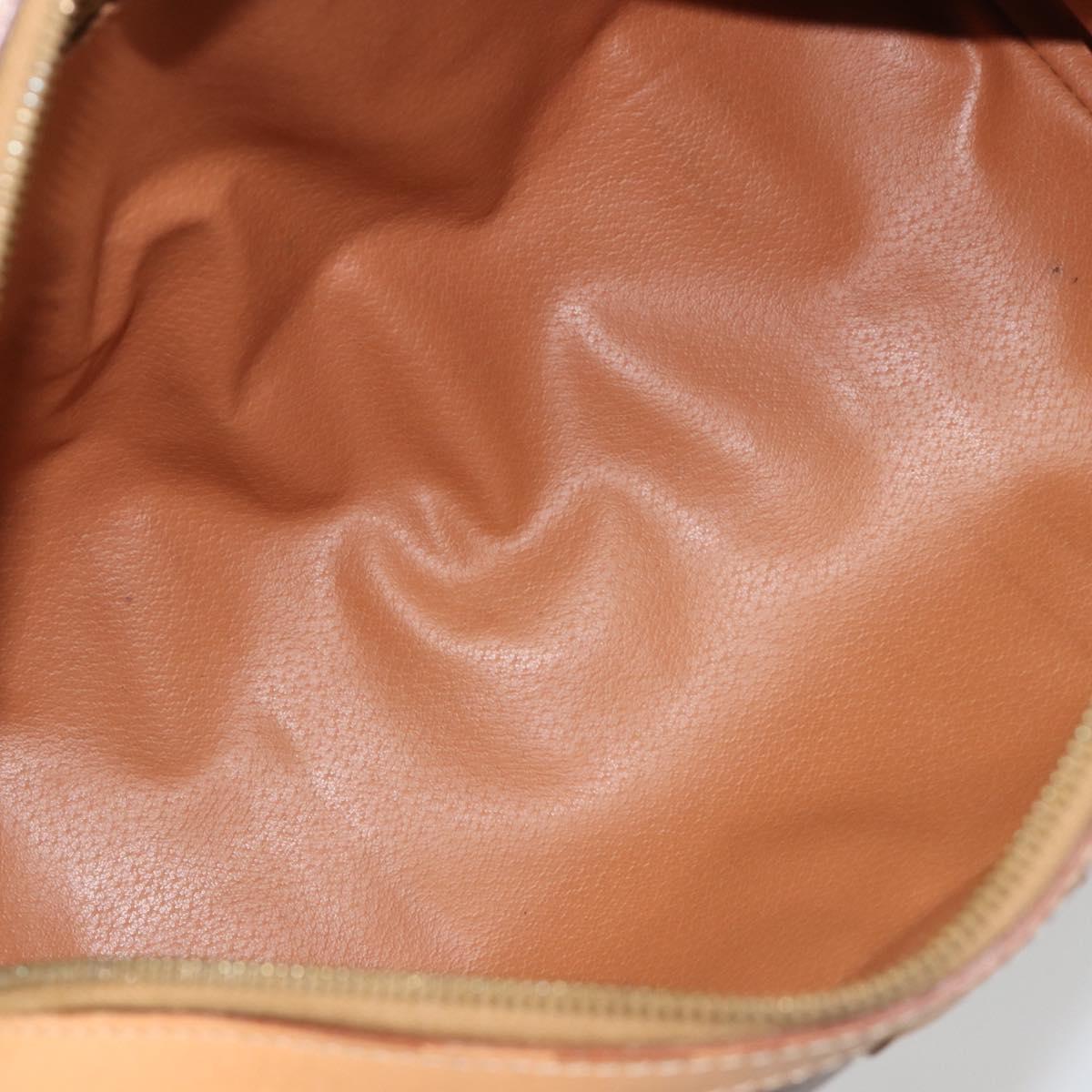 CELINE Macadam Canvas Hand Bag PVC Leather Brown Gold Auth 183222A