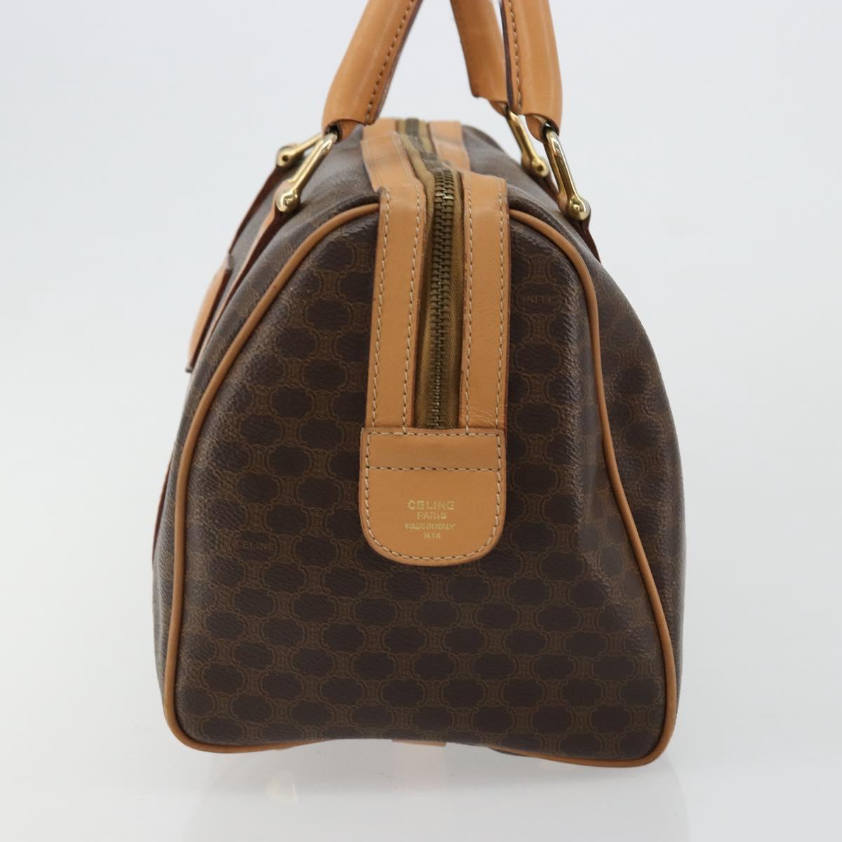 CELINE Macadam Canvas Hand Bag PVC Leather Brown Gold Auth 183222A