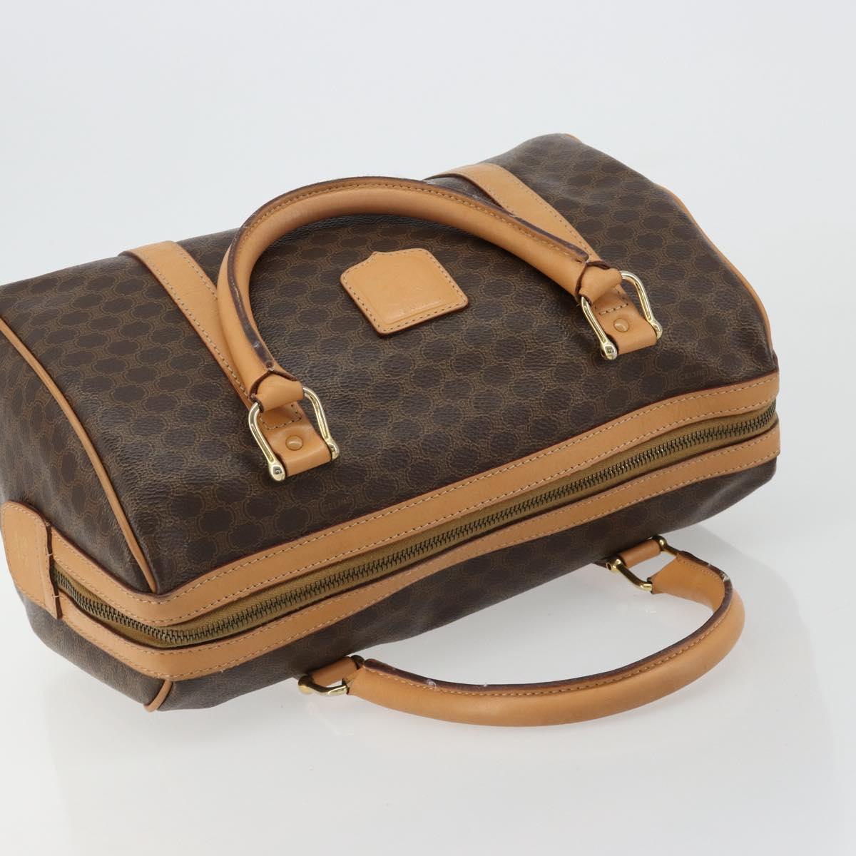 CELINE Macadam Canvas Hand Bag PVC Leather Brown Gold Auth 183222A