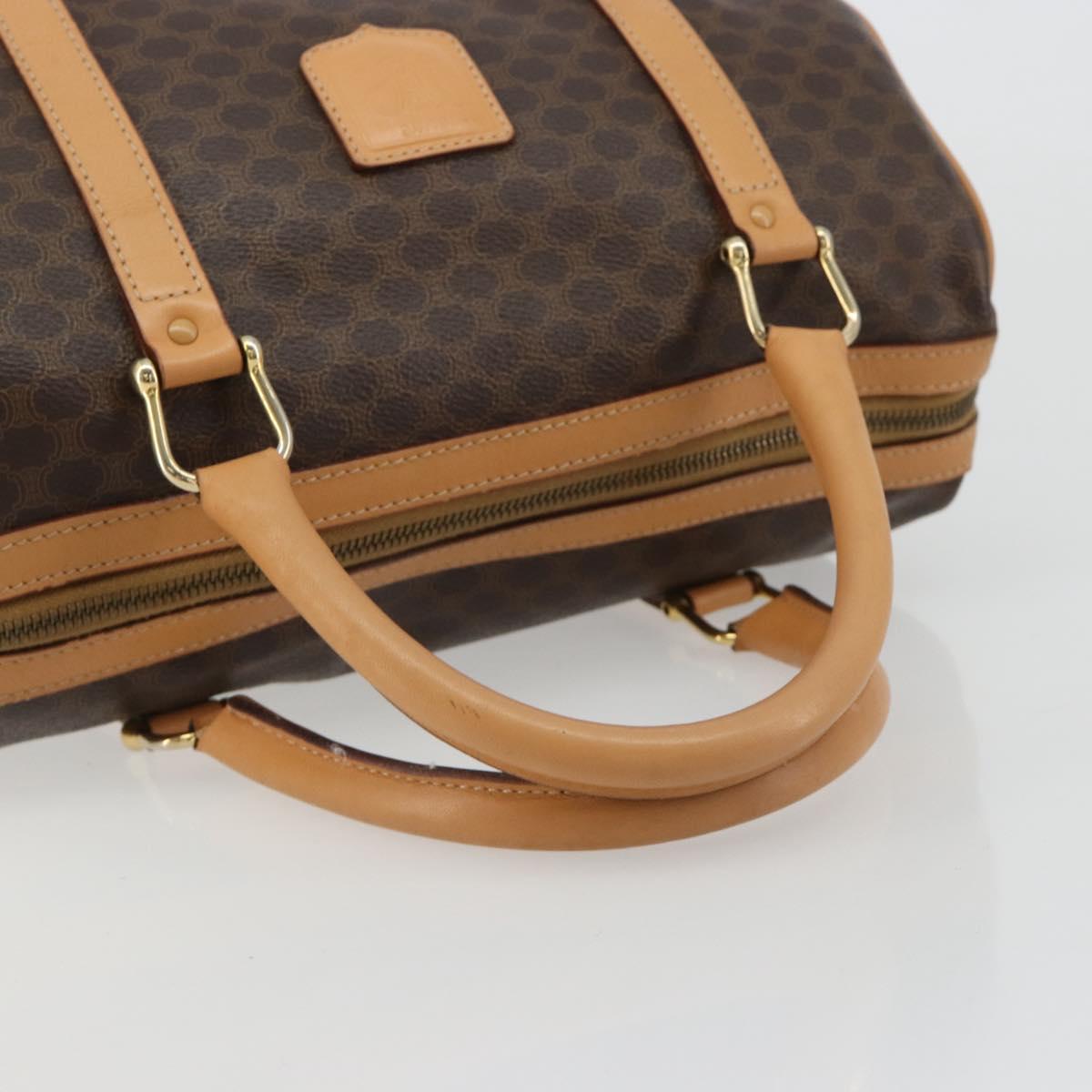 CELINE Macadam Canvas Hand Bag PVC Leather Brown Gold Auth 183222A