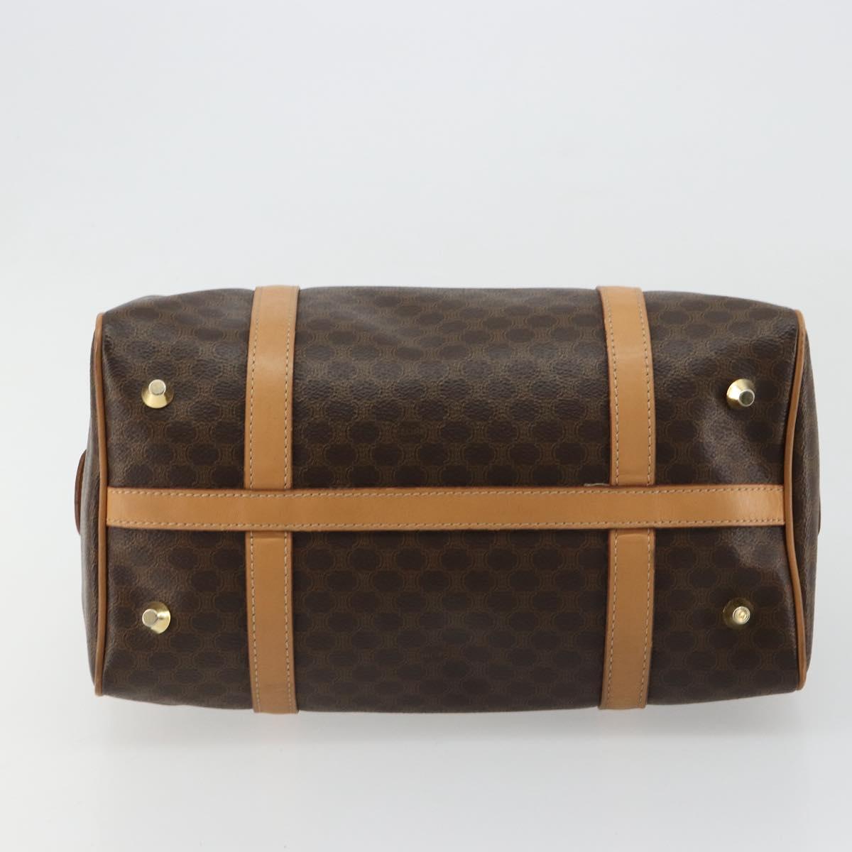 CELINE Macadam Canvas Hand Bag PVC Leather Brown Gold Auth 183222A