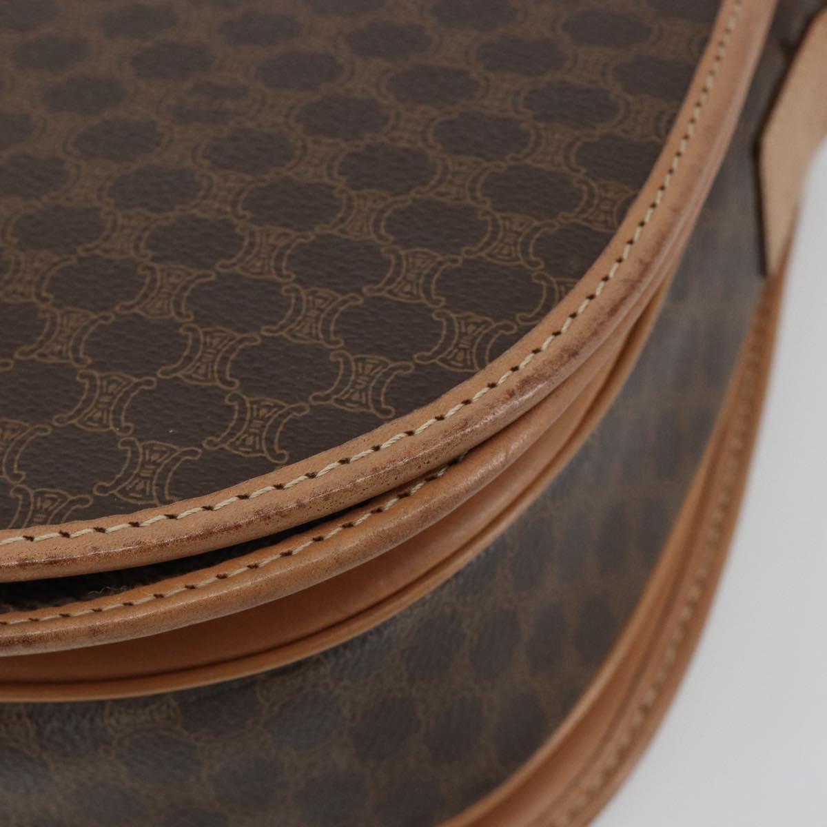 CELINE Macadam Canvas Shoulder Bag PVC Leather Brown Gold Auth 183224A