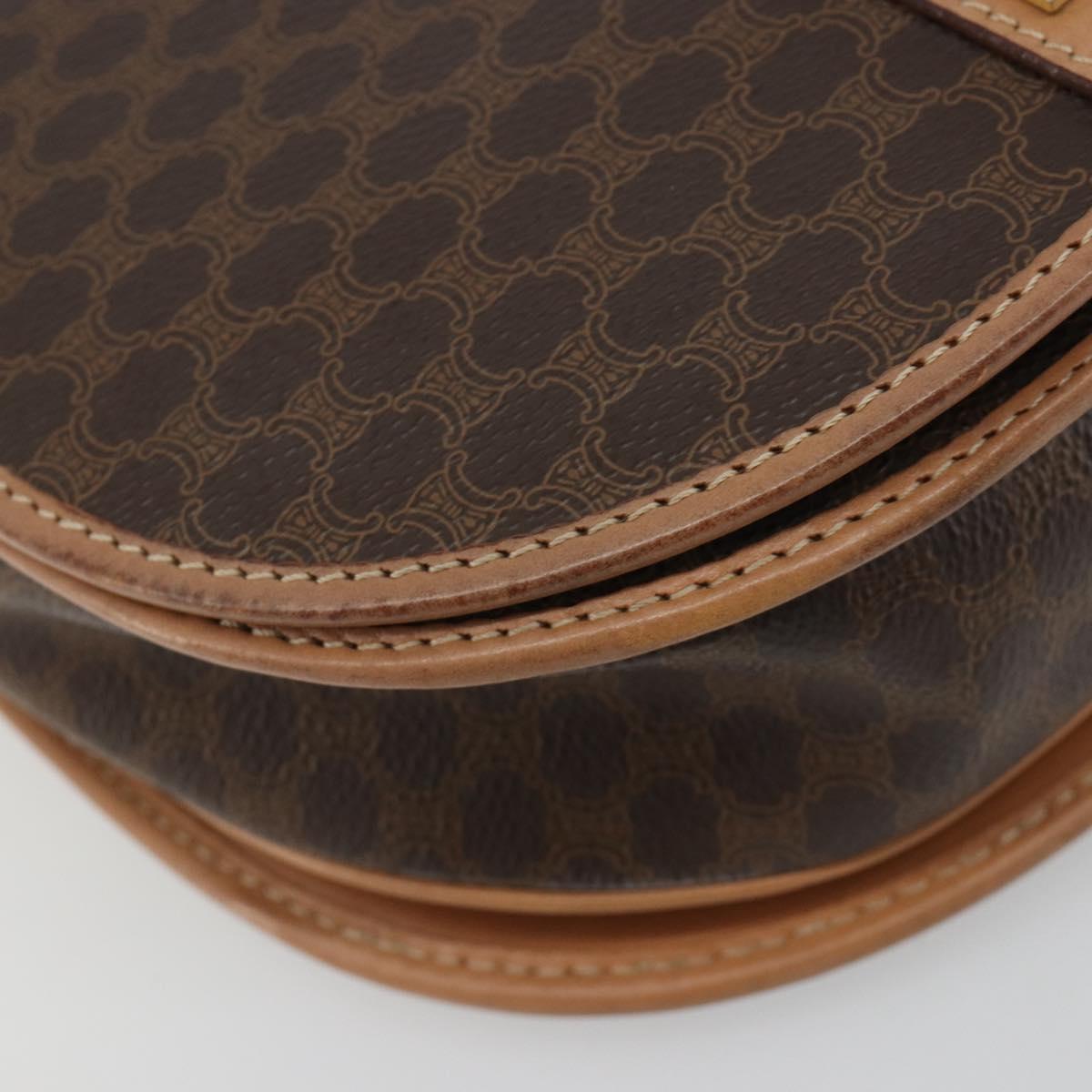 CELINE Macadam Canvas Shoulder Bag PVC Leather Brown Gold Auth 183224A