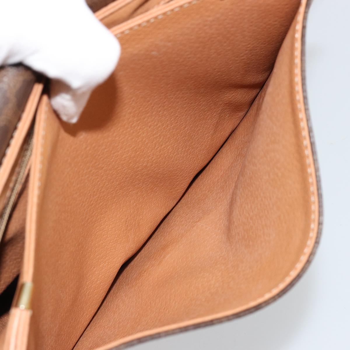 CELINE Macadam Canvas Shoulder Bag PVC Leather Brown Gold Auth 183224A