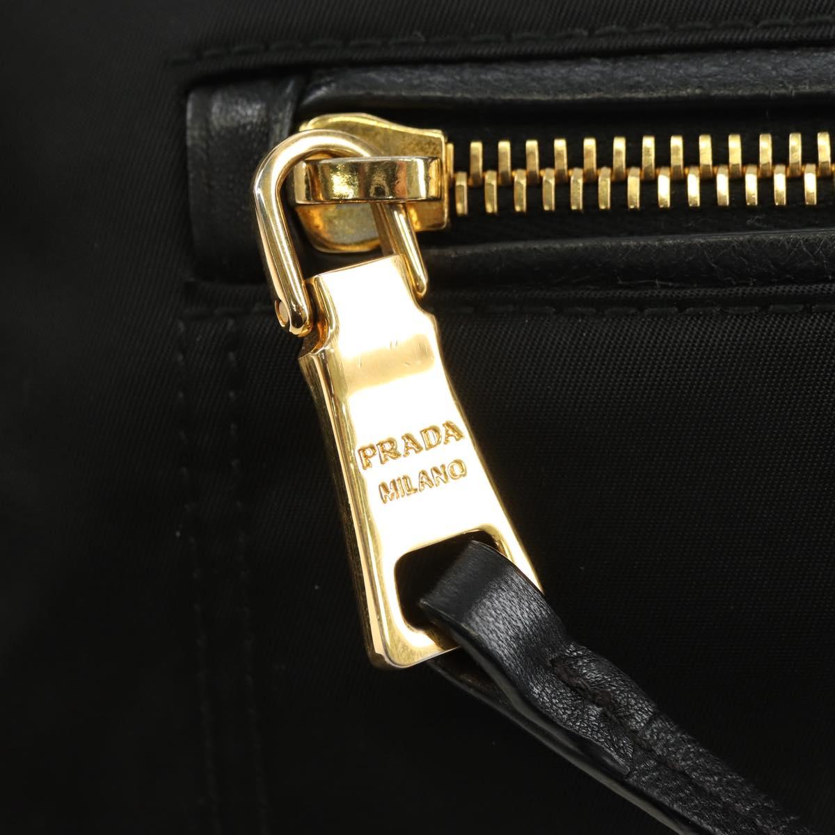 PRADA Shoulder Bag Nylon Black Gold Auth 183232SAV