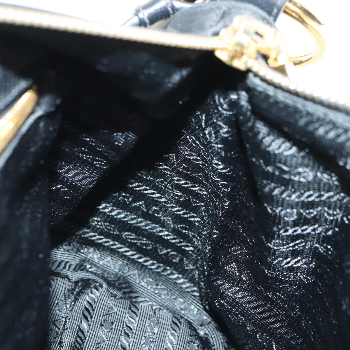 PRADA Shoulder Bag Nylon Black Gold Auth 183232SAV