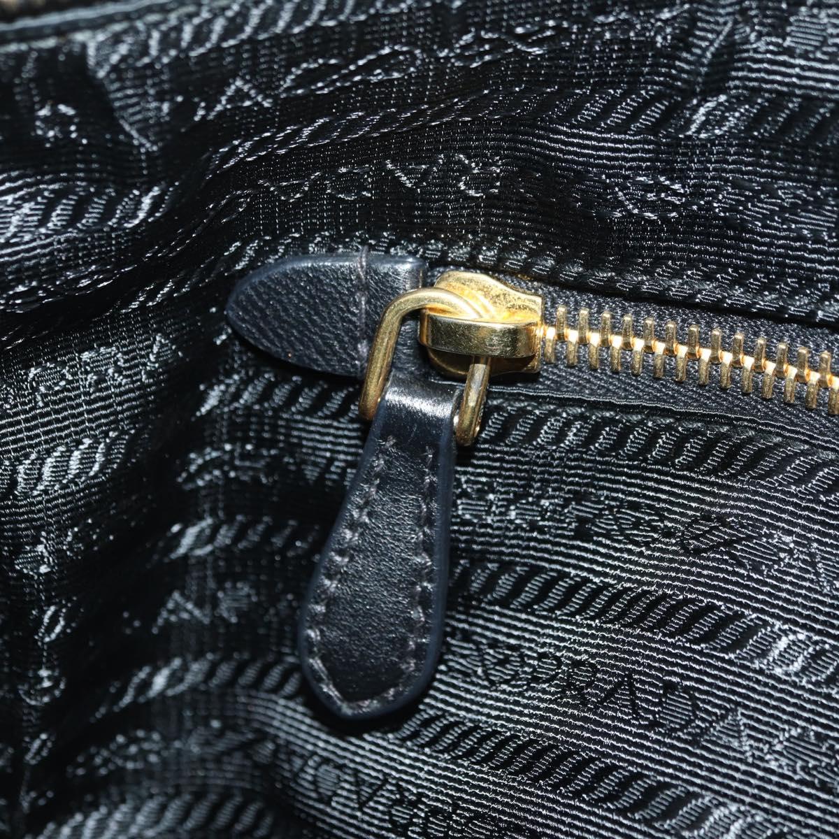 PRADA Shoulder Bag Nylon Black Gold Auth 183232SAV