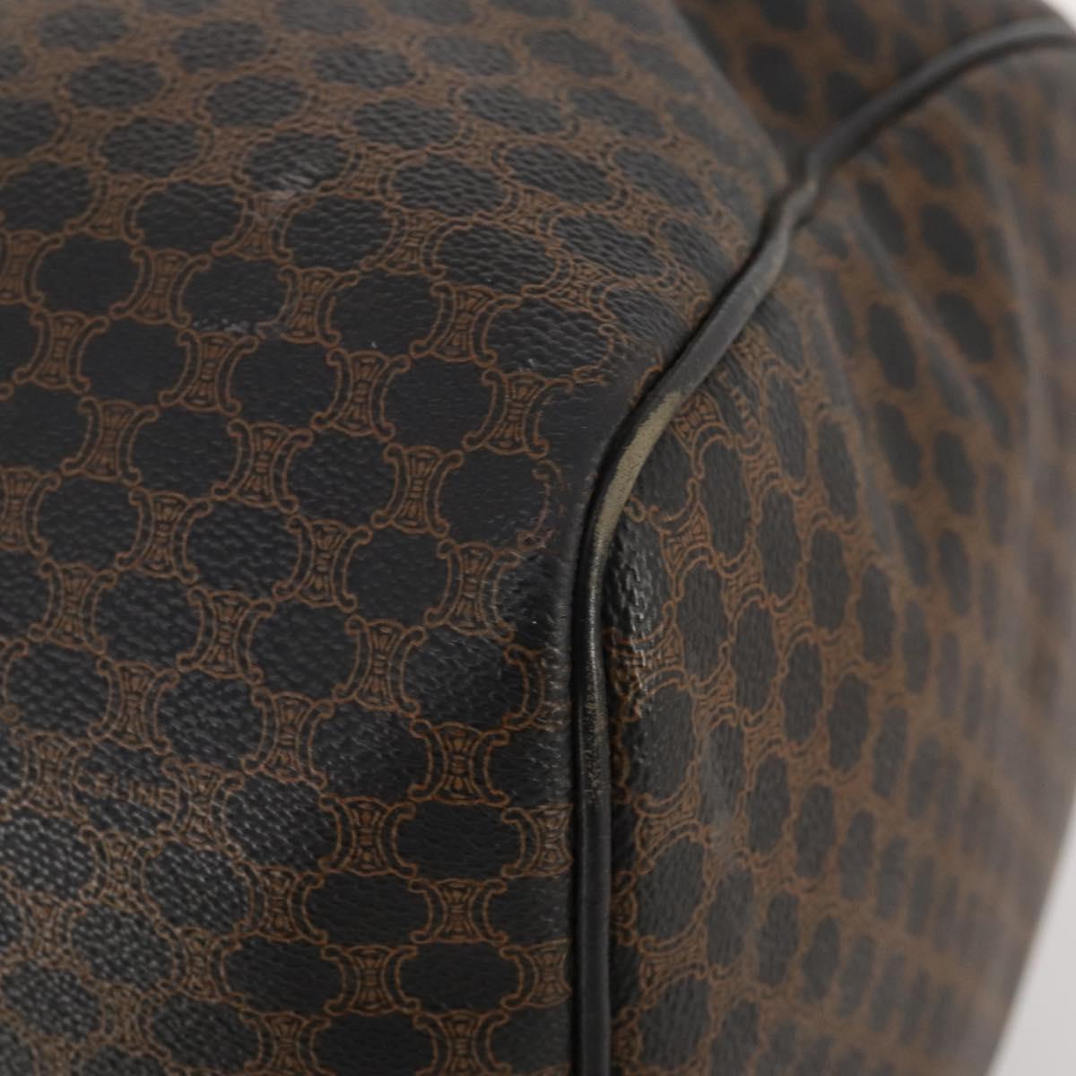 CELINE Macadam Canvas Boston Bag PVC Leather Black Gold Auth 183233
