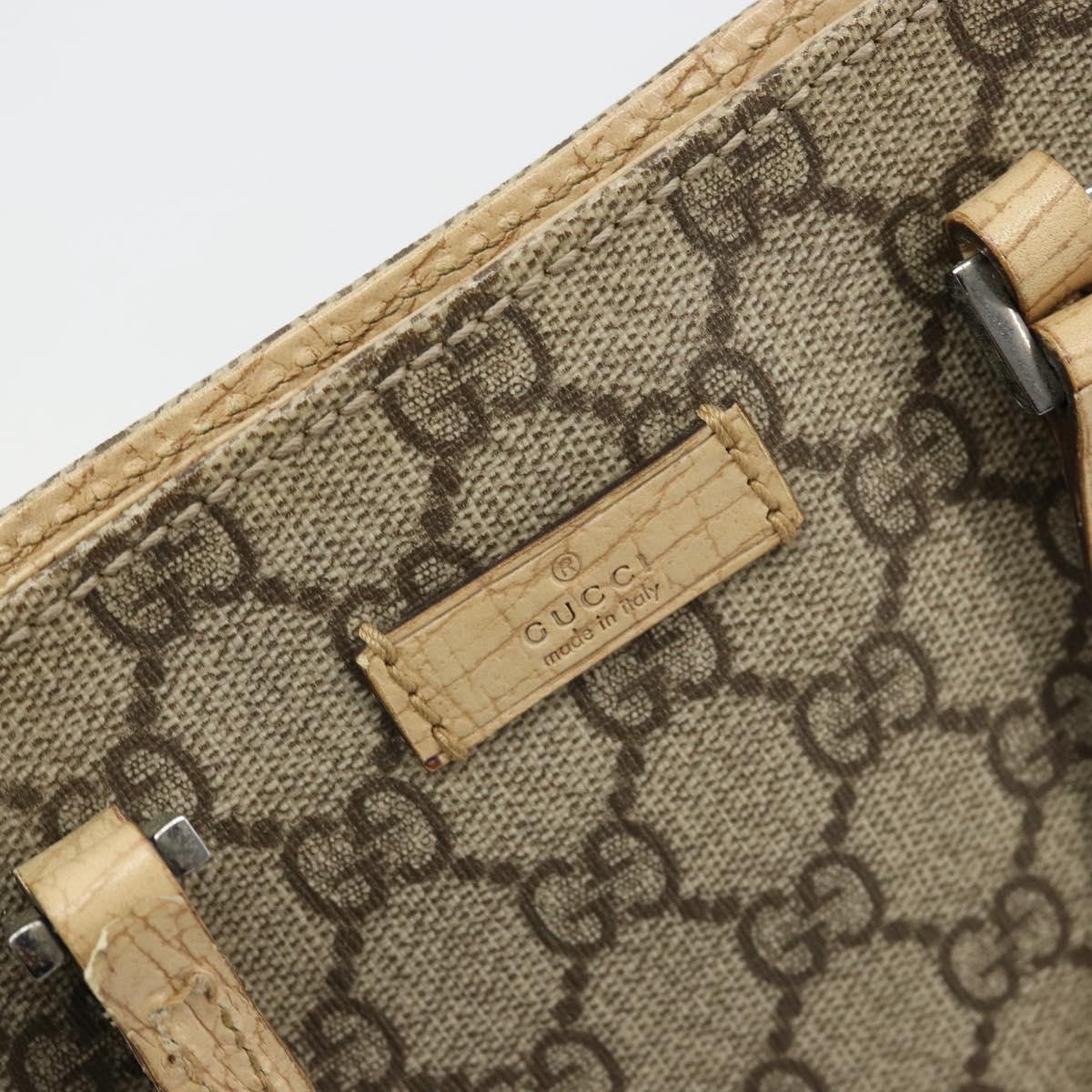 GUCCI GG Supreme Hand Bag PVC Beige Silver 117551 Auth 183237