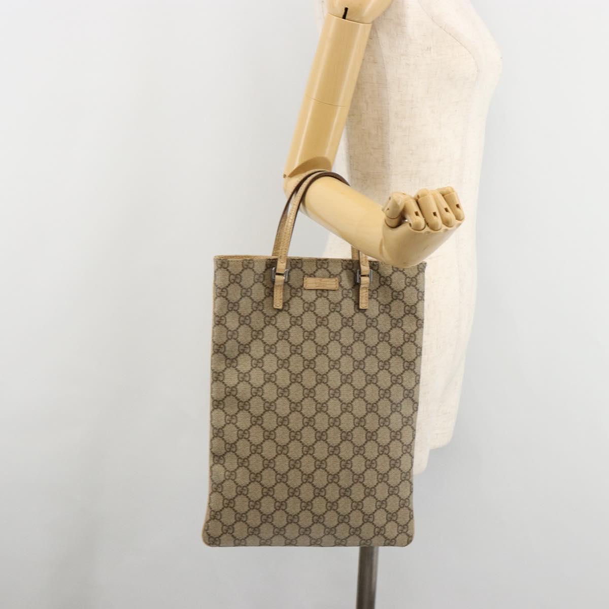 GUCCI GG Supreme Hand Bag PVC Beige Silver 117551 Auth 183237