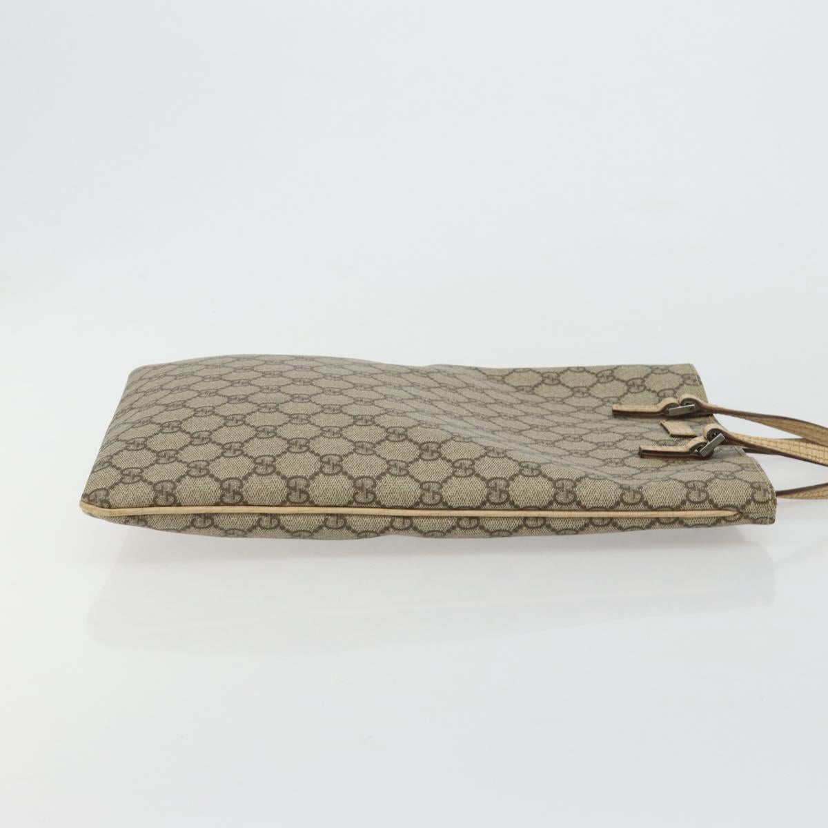 GUCCI GG Supreme Hand Bag PVC Beige Silver 117551 Auth 183237