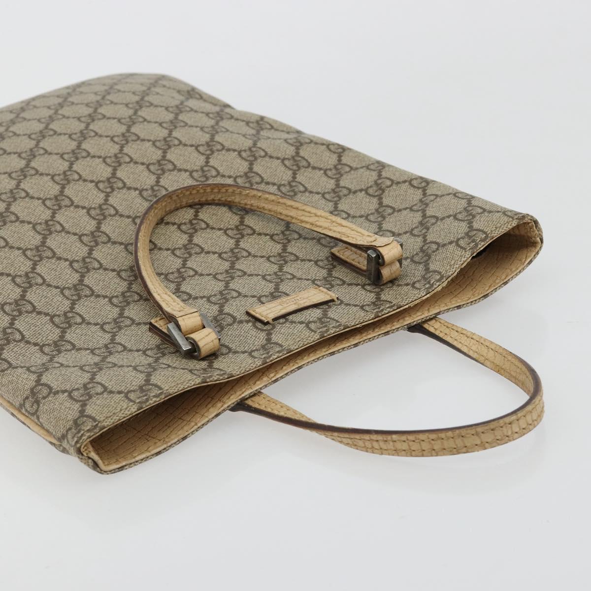 GUCCI GG Supreme Hand Bag PVC Beige Silver 117551 Auth 183237