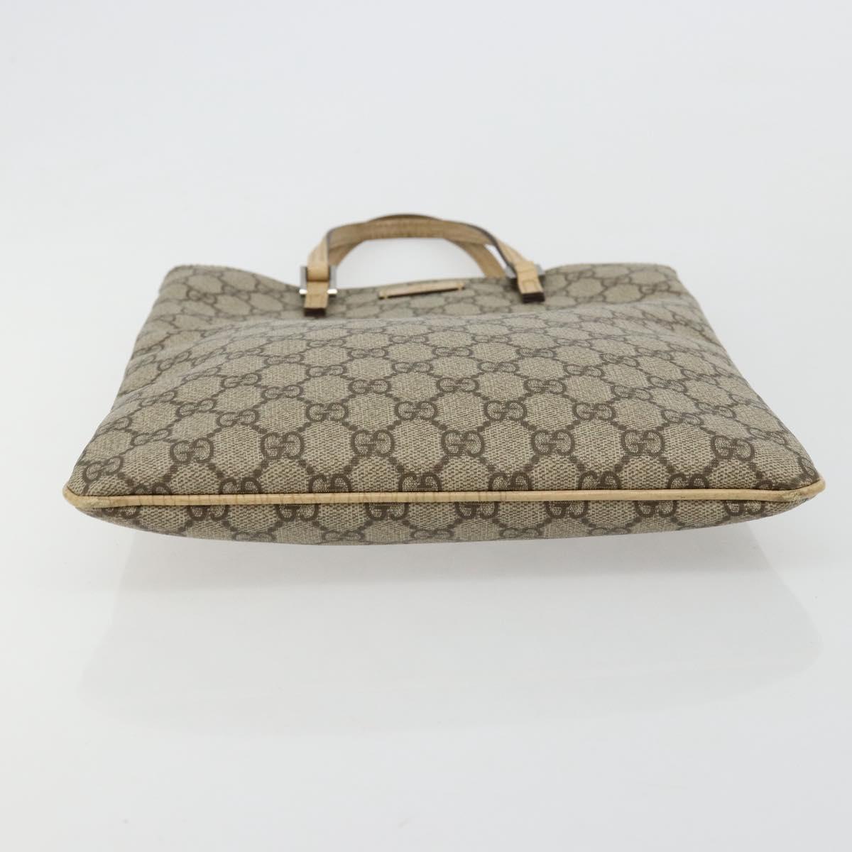 GUCCI GG Supreme Hand Bag PVC Beige Silver 117551 Auth 183237