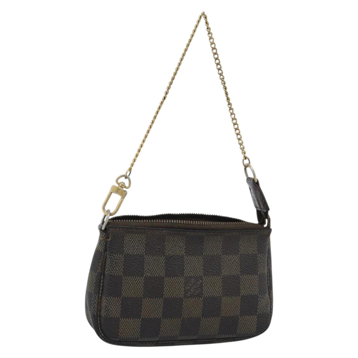 LOUIS VUITTON Damier Ebene Mini Pochette Accessoires Pouch N58009 LV Auth 183239