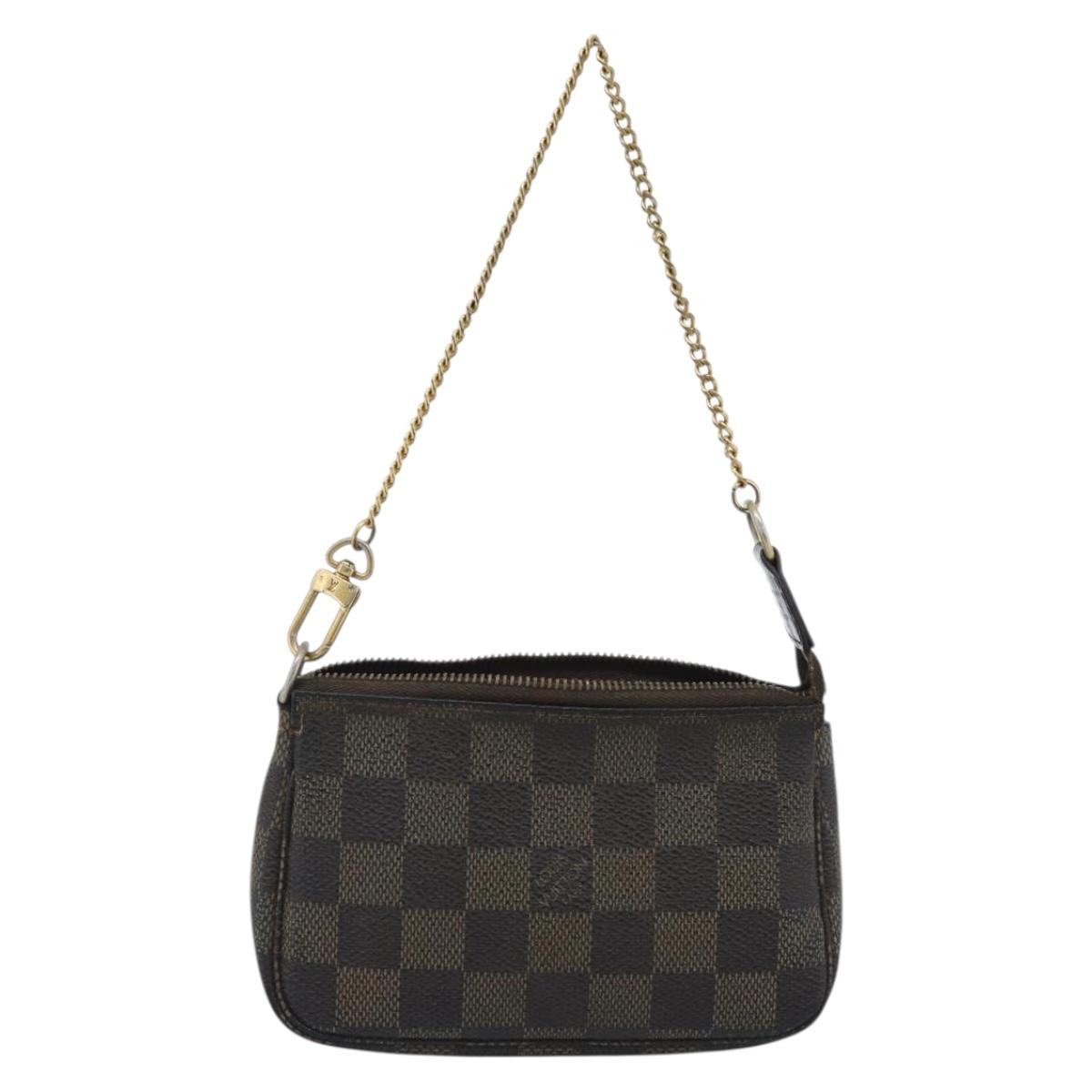 LOUIS VUITTON Damier Ebene Mini Pochette Accessoires Pouch N58009 LV Auth 183239