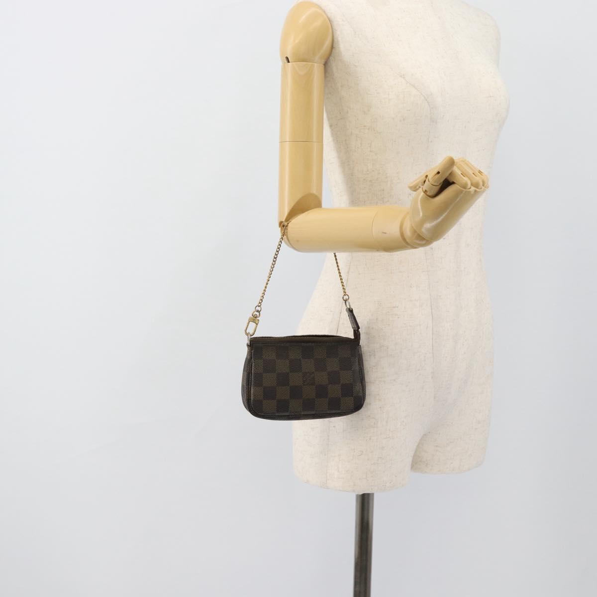 LOUIS VUITTON Damier Ebene Mini Pochette Accessoires Pouch N58009 LV Auth 183239