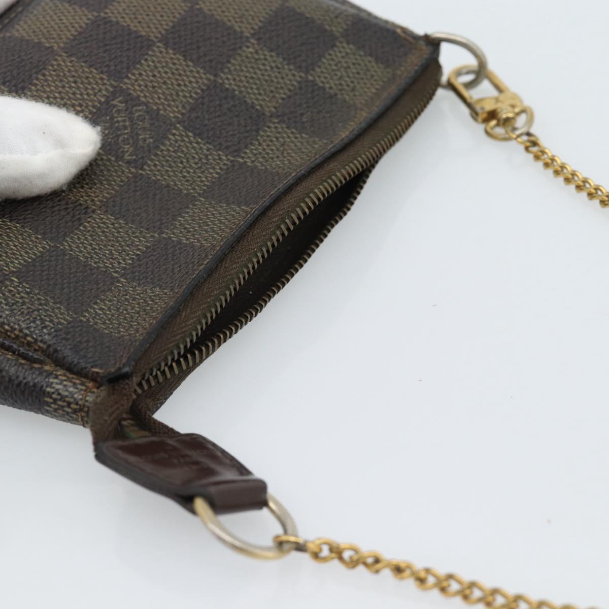 LOUIS VUITTON Damier Ebene Mini Pochette Accessoires Pouch N58009 LV Auth 183239