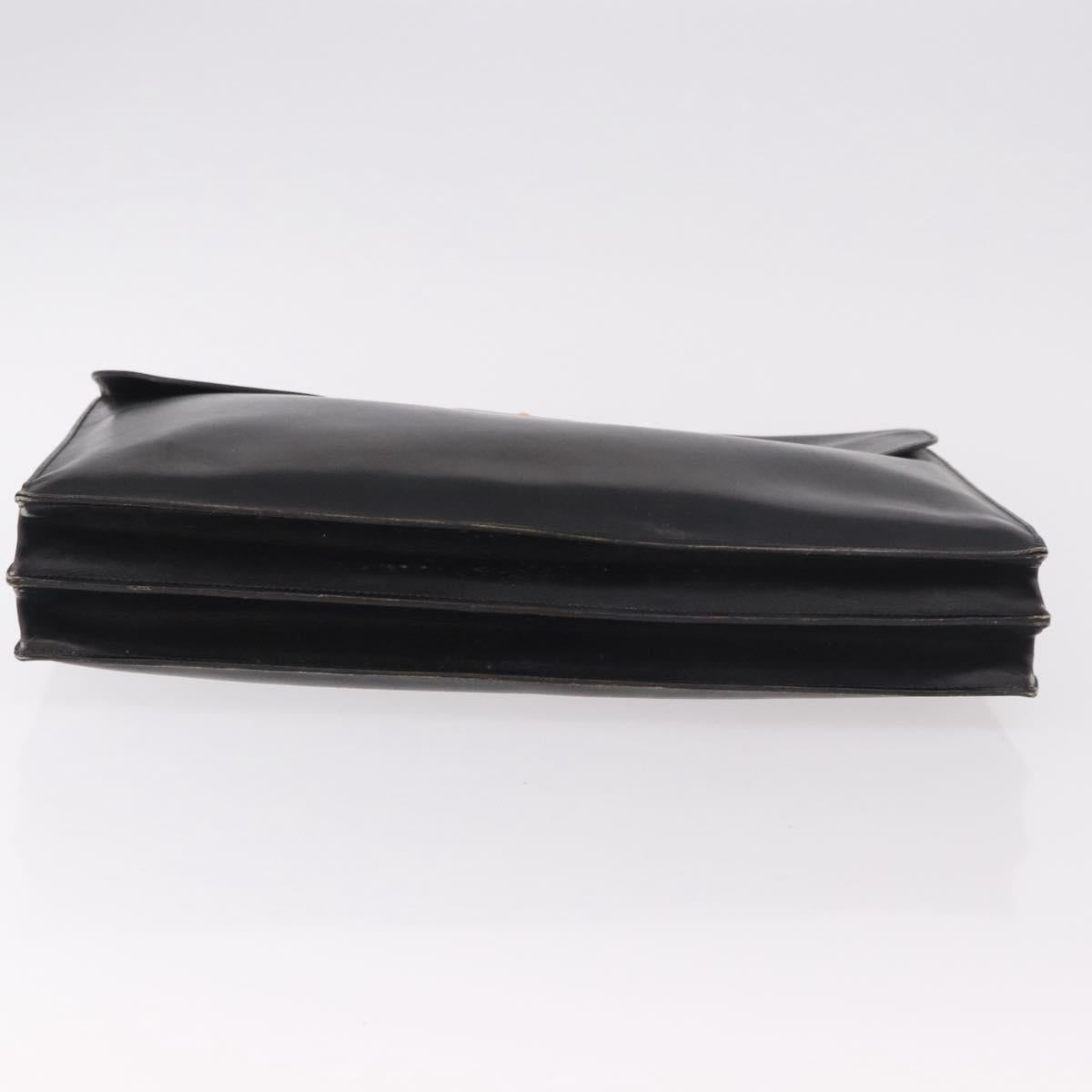 HERMES Kirius Business Bag Leather Black Gold Auth 183240
