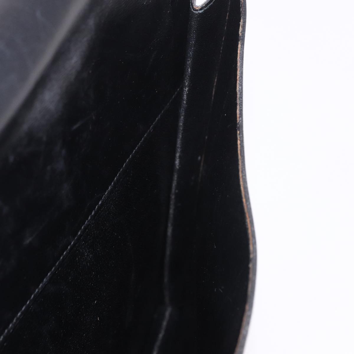 HERMES Kirius Business Bag Leather Black Gold Auth 183240