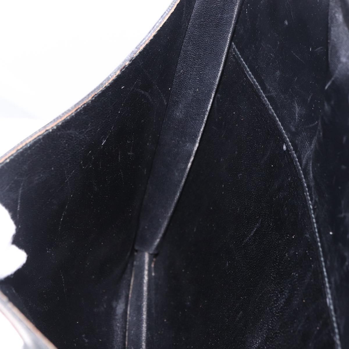 HERMES Kirius Business Bag Leather Black Gold Auth 183240