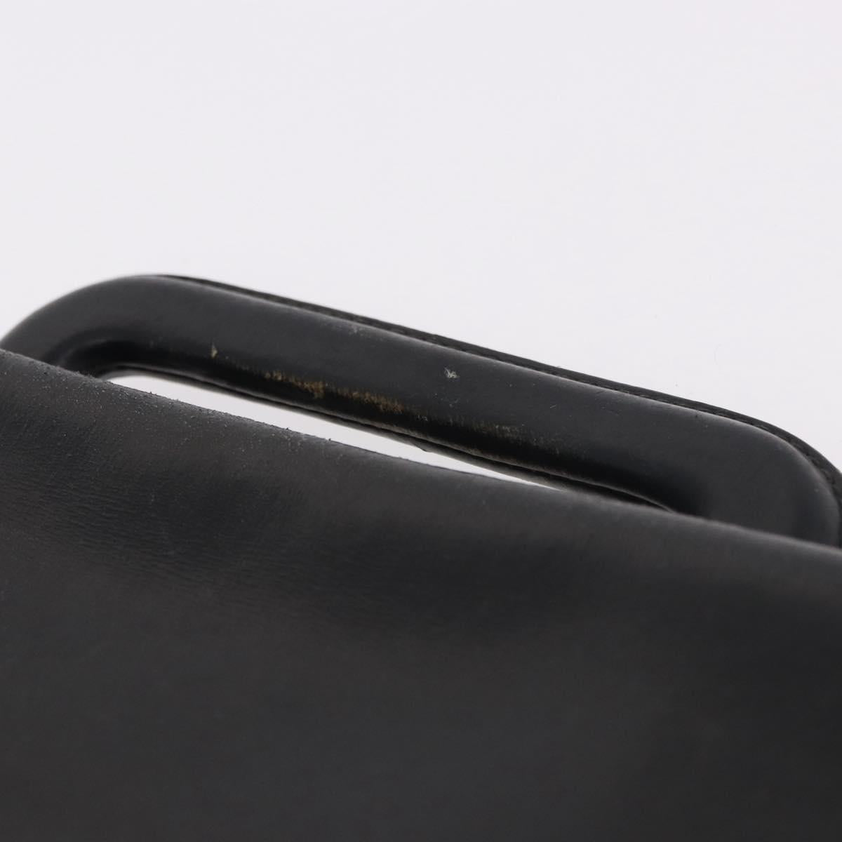HERMES Kirius Business Bag Leather Black Gold Auth 183240