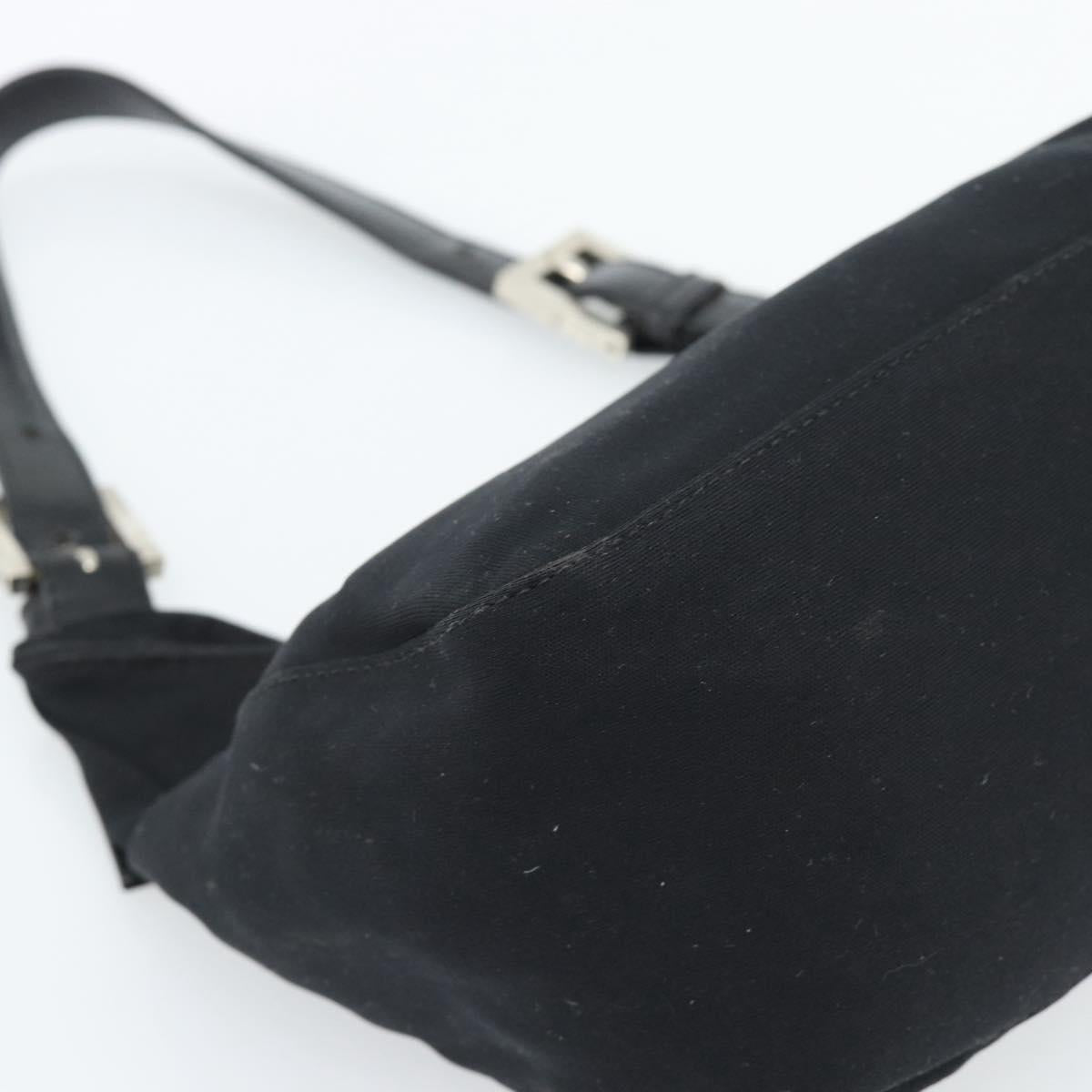 FENDI Mamma Baguette Hand Bag Cotton Jersey Silver Black Auth 183244