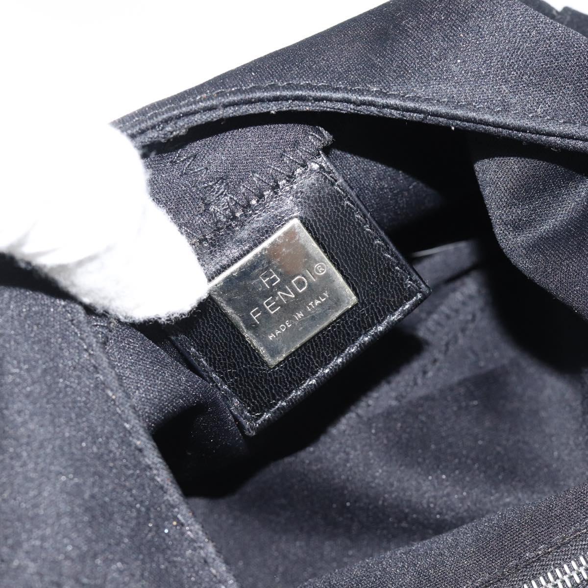 FENDI Mamma Baguette Hand Bag Cotton Jersey Silver Black Auth 183244