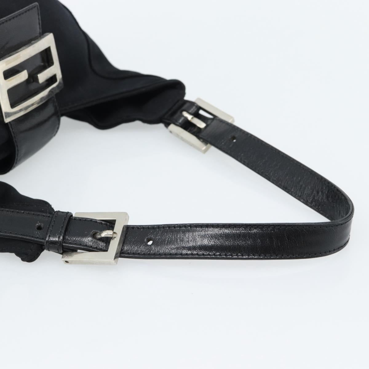 FENDI Mamma Baguette Hand Bag Cotton Jersey Silver Black Auth 183244