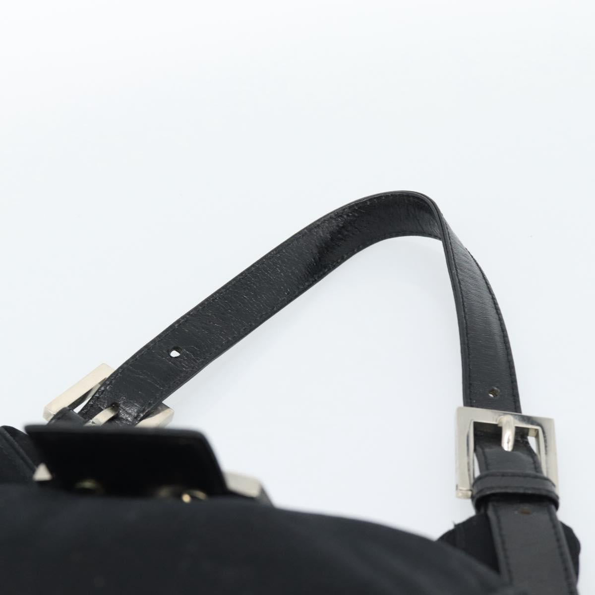 FENDI Mamma Baguette Hand Bag Cotton Jersey Silver Black Auth 183244