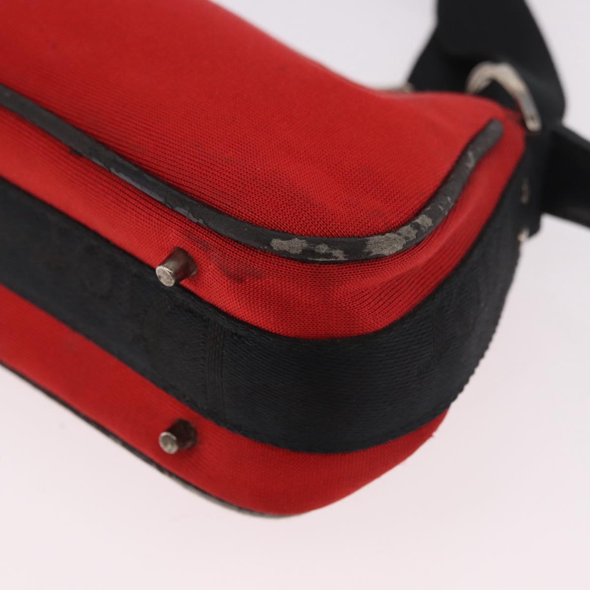 Christian Dior Hardcore Shoulder Bag Canvas Silver Red Auth 183247