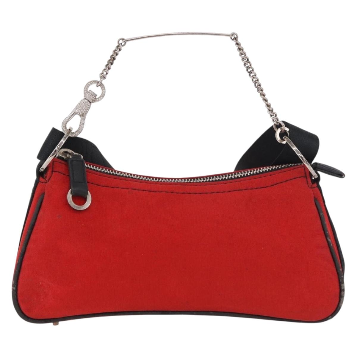 Christian Dior Hardcore Shoulder Bag Canvas Silver Red Auth 183247